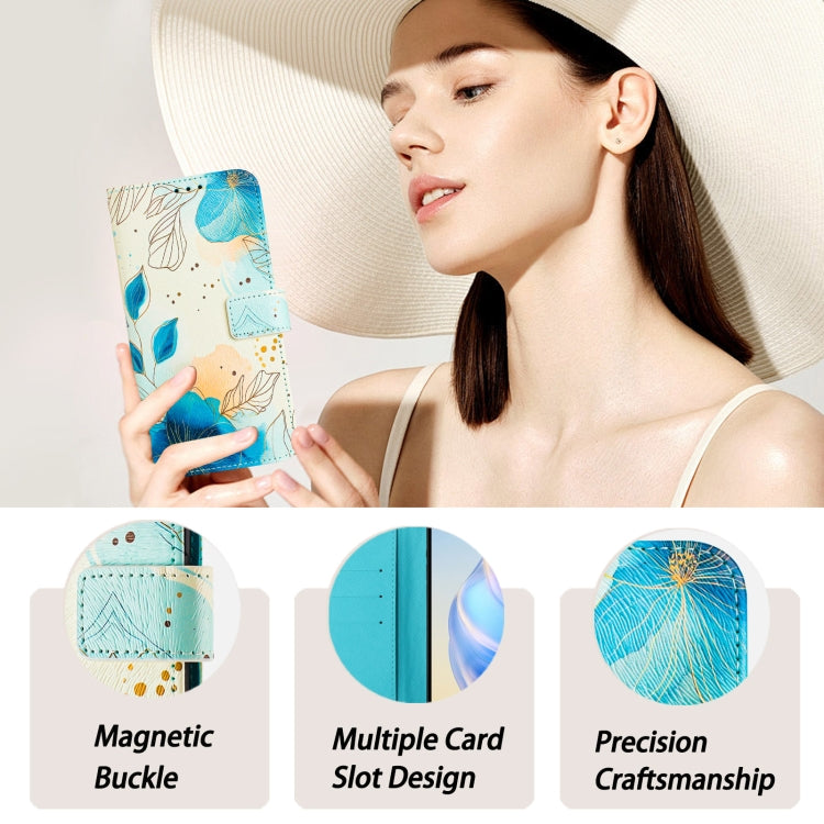 For iPhone 16e Art Colored Drawing Pattern Leather Phone Case(Flowering flowers) by bashfashion