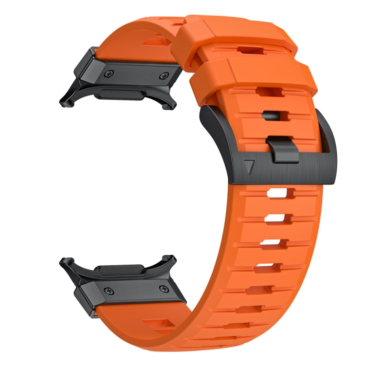 For Samsung Galaxy Watch Ultra 47mm / Ultra 2025 Steel Buckle Fluororubber Watch Band(Black Orange) by bashfashion