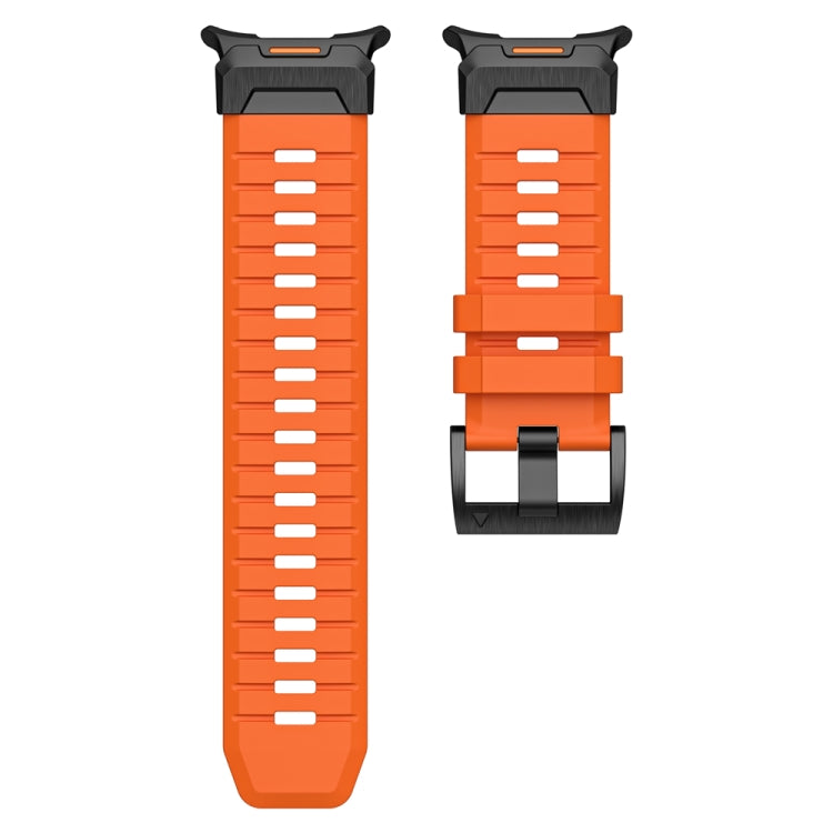 For Samsung Galaxy Watch Ultra 47mm / Ultra 2025 Steel Buckle Fluororubber Watch Band(Black Orange) by bashfashion
