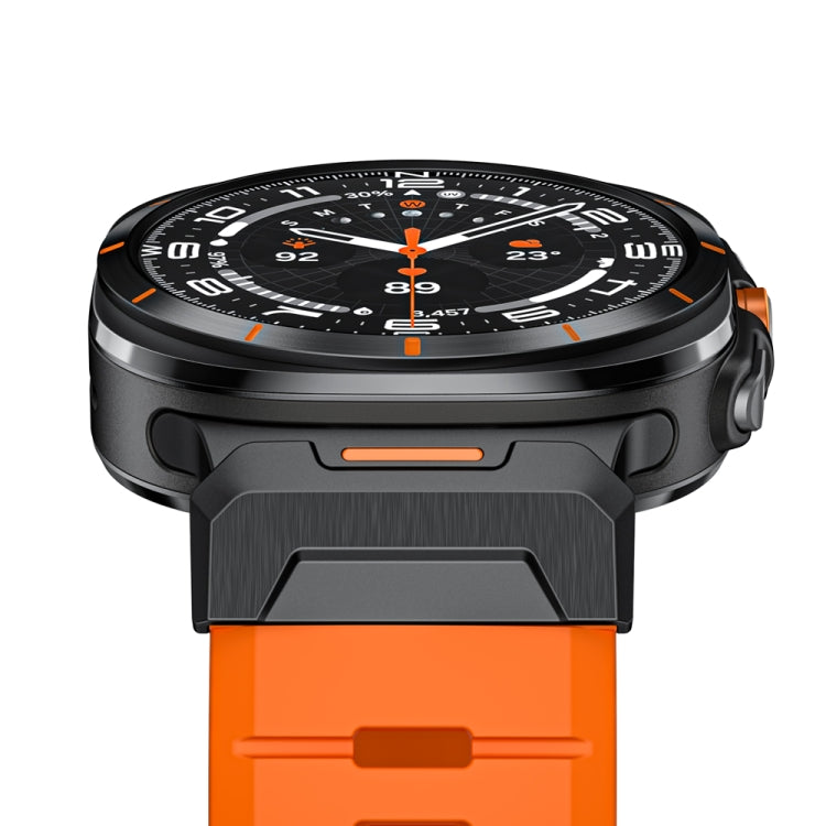 For Samsung Galaxy Watch Ultra 47mm / Ultra 2025 Steel Buckle Fluororubber Watch Band(Black Orange) by bashfashion