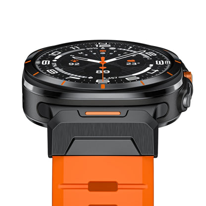 For Samsung Galaxy Watch Ultra 47mm / Ultra 2025 Steel Buckle Fluororubber Watch Band(Black Orange) by bashfashion