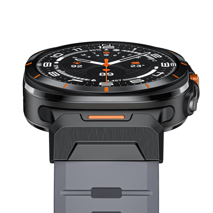 For Samsung Galaxy Watch Ultra 47mm / Ultra 2025 Steel Buckle Fluororubber Watch Band(Black Grey) by bashfashion