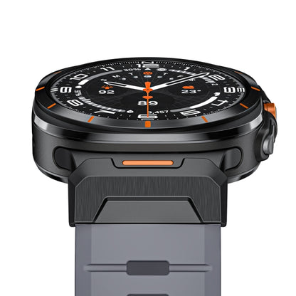 For Samsung Galaxy Watch Ultra 47mm / Ultra 2025 Steel Buckle Fluororubber Watch Band(Black Grey) by bashfashion