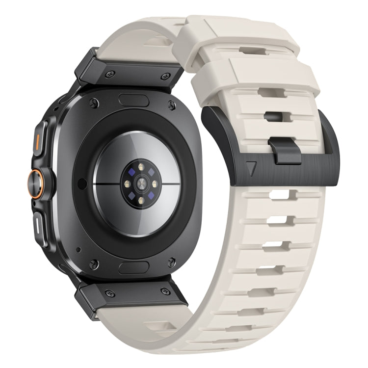 For Samsung Galaxy Watch Ultra 47mm / Ultra 2025 Steel Buckle Fluororubber Watch Band(Black Starlight) by bashfashion