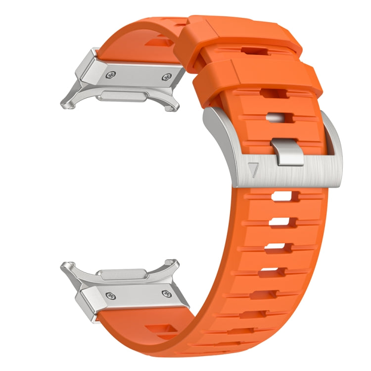For Samsung Galaxy Watch Ultra 47mm / Ultra 2025 Steel Buckle Fluororubber Watch Band(Silver Orange) by bashfashion