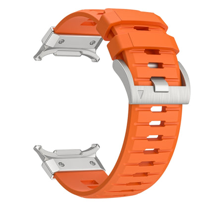 For Samsung Galaxy Watch Ultra 47mm / Ultra 2025 Steel Buckle Fluororubber Watch Band(Silver Orange) by bashfashion