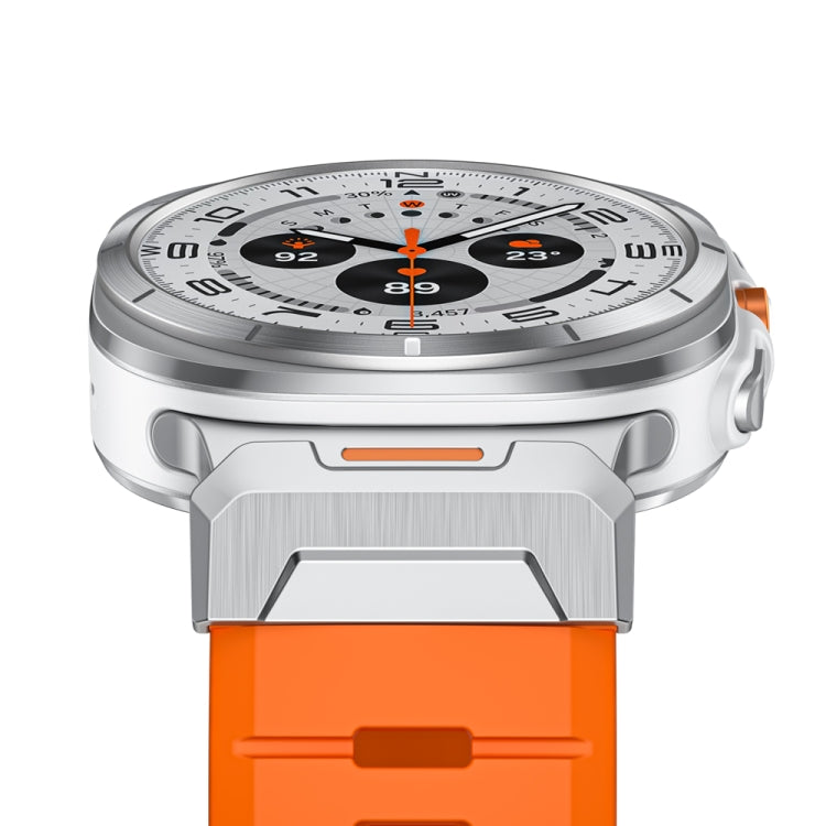 For Samsung Galaxy Watch Ultra 47mm / Ultra 2025 Steel Buckle Fluororubber Watch Band(Silver Orange) by bashfashion