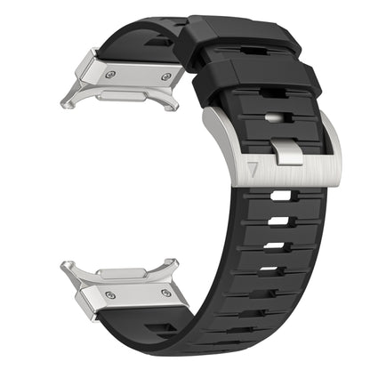 For Samsung Galaxy Watch Ultra 47mm / Ultra 2025 Steel Buckle Fluororubber Watch Band(Silver Black) by bashfashion