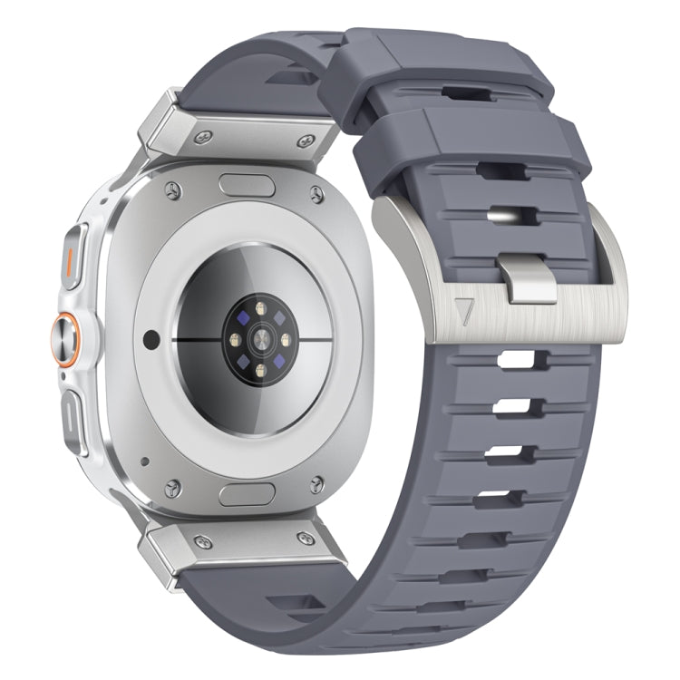 For Samsung Galaxy Watch Ultra 47mm / Ultra 2025 Steel Buckle Fluororubber Watch Band(Silver Grey) by bashfashion