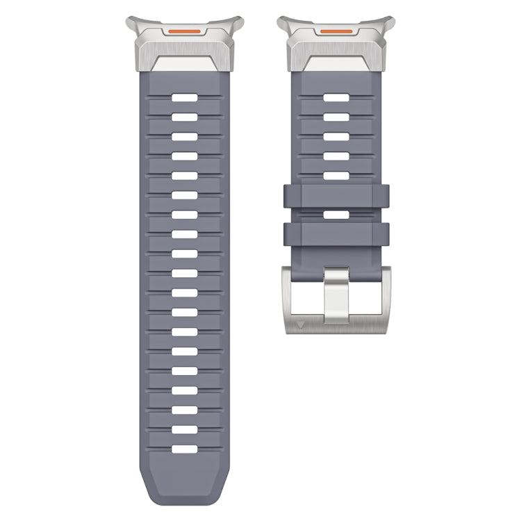 For Samsung Galaxy Watch Ultra 47mm / Ultra 2025 Steel Buckle Fluororubber Watch Band(Silver Grey) by bashfashion