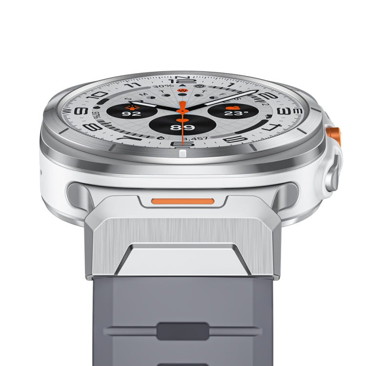 For Samsung Galaxy Watch Ultra 47mm / Ultra 2025 Steel Buckle Fluororubber Watch Band(Silver Grey) by bashfashion