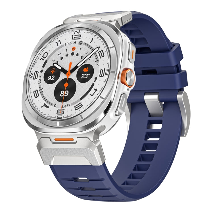 For Samsung Galaxy Watch Ultra 47mm / Ultra 2025 Steel Buckle Fluororubber Watch Band(Silver Blue) by bashfashion