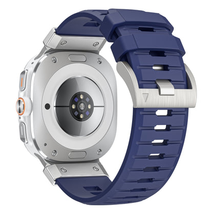 For Samsung Galaxy Watch Ultra 47mm / Ultra 2025 Steel Buckle Fluororubber Watch Band(Silver Blue) by bashfashion