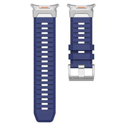 For Samsung Galaxy Watch Ultra 47mm / Ultra 2025 Steel Buckle Fluororubber Watch Band(Silver Blue) by bashfashion