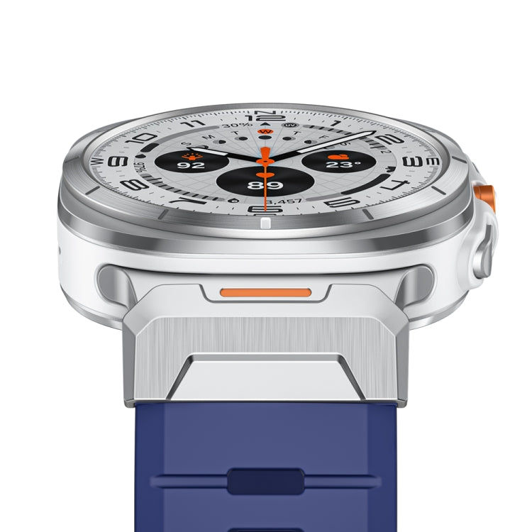 For Samsung Galaxy Watch Ultra 47mm / Ultra 2025 Steel Buckle Fluororubber Watch Band(Silver Blue) by bashfashion