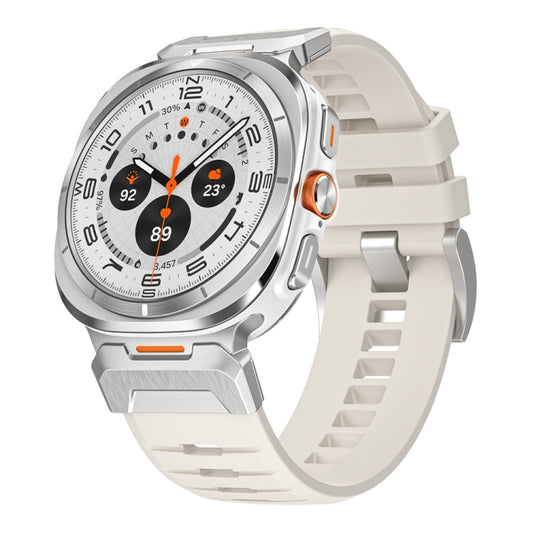 For Samsung Galaxy Watch Ultra 47mm / Ultra 2025 Steel Buckle Fluororubber Watch Band(Silver Starlight) by bashfashion