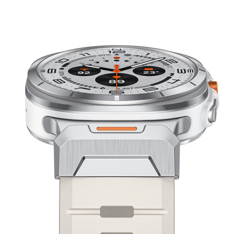 For Samsung Galaxy Watch Ultra 47mm / Ultra 2025 Steel Buckle Fluororubber Watch Band(Silver Starlight) by bashfashion