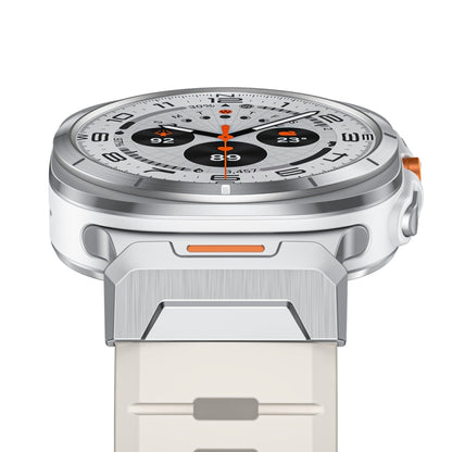 For Samsung Galaxy Watch Ultra 47mm / Ultra 2025 Steel Buckle Fluororubber Watch Band(Silver Starlight) by bashfashion