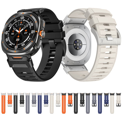 For Samsung Galaxy Watch Ultra 47mm / Ultra 2025 Steel Buckle Fluororubber Watch Band(Black Starlight) by bashfashion