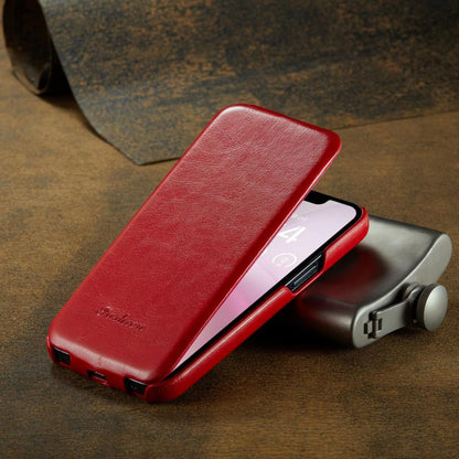 For iPhone 16e Fierre Shann 64 Texture Vertical Flip PU Leather Phone Case(Red) by FIERRE SHANN