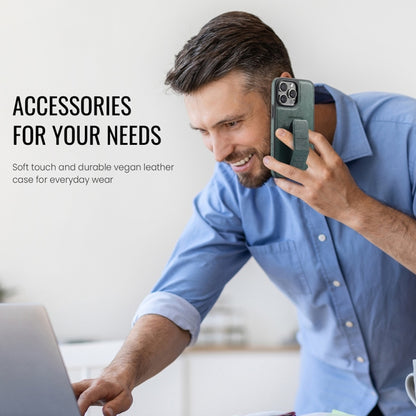 For iPhone 13 Pro Max Fierre Shann Oil Wax Cow Leather Holder Back Phone Case(Green) by FIERRE SHANN