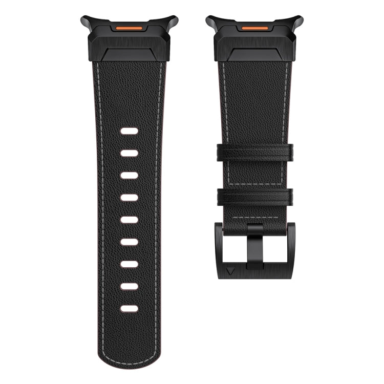 For Samsung Galaxy Watch Ultra 47mm / Ultra 2025 Mecha Style Leather Watch Band(Black Napa) by bashfashion