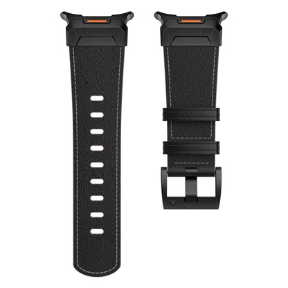 For Samsung Galaxy Watch Ultra 47mm / Ultra 2025 Mecha Style Leather Watch Band(Black Napa) by bashfashion