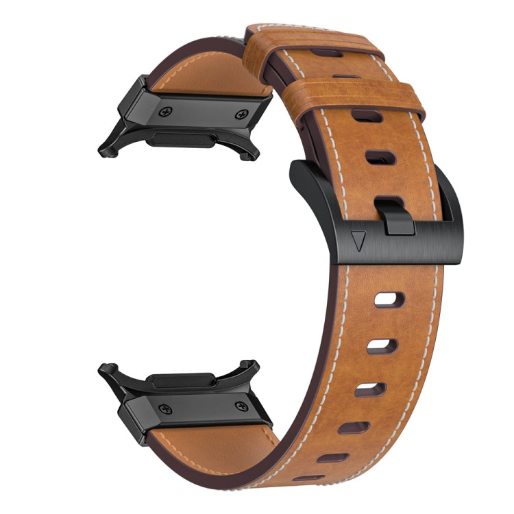 For Samsung Galaxy Watch Ultra 47mm / Ultra 2025 Mecha Style Leather Watch Band(Dark Brown) by bashfashion