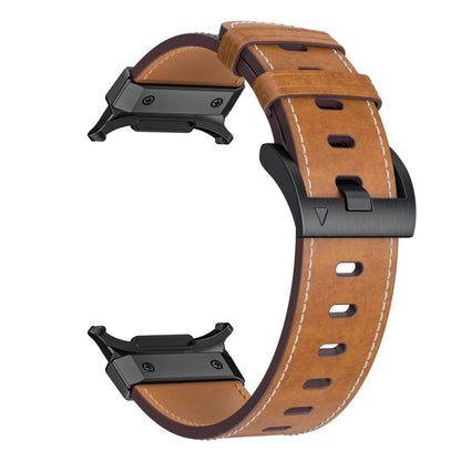 For Samsung Galaxy Watch Ultra 47mm / Ultra 2025 Mecha Style Leather Watch Band(Dark Brown) by bashfashion