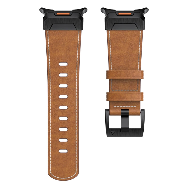 For Samsung Galaxy Watch Ultra 47mm / Ultra 2025 Mecha Style Leather Watch Band(Dark Brown) by bashfashion