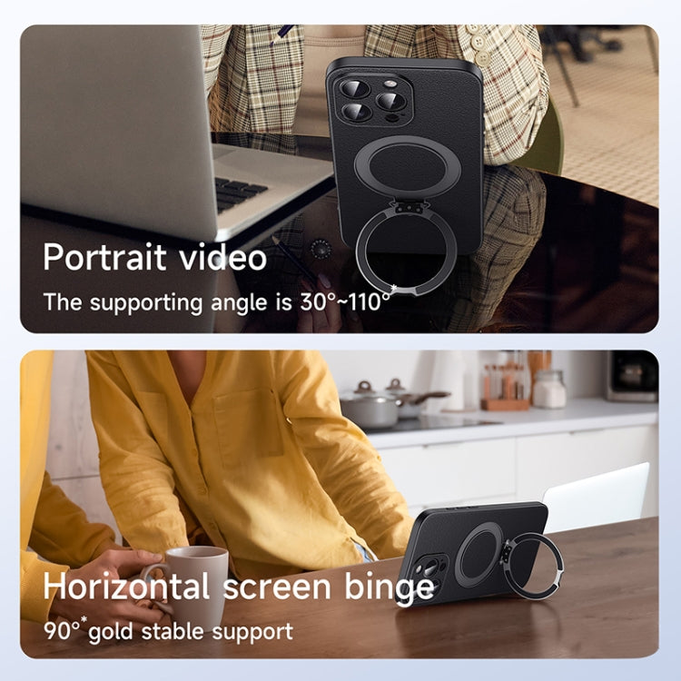 For iPhone 15 Plus SULADA Top Grain Leather MagSafe Magnetic Holder Phone Case(Green) by SULADA