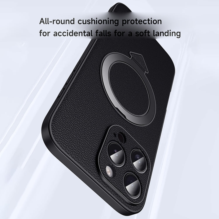 For iPhone 15 Plus SULADA Top Grain Leather MagSafe Magnetic Holder Phone Case(Black) by SULADA