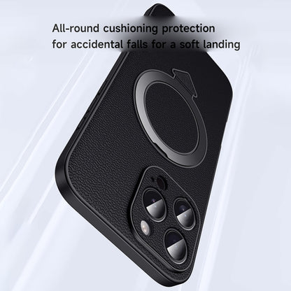 For iPhone 15 Plus SULADA Top Grain Leather MagSafe Magnetic Holder Phone Case(Black) by SULADA