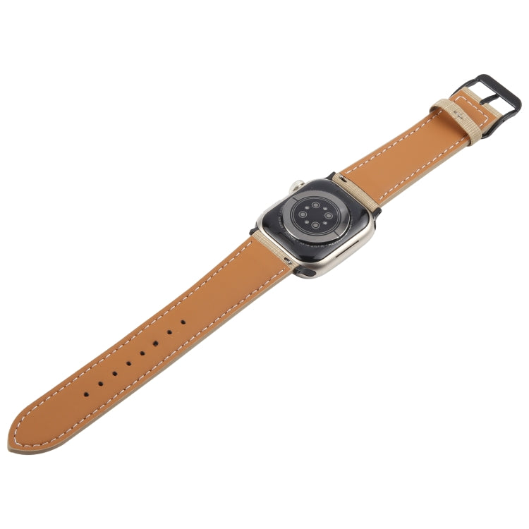 For Apple Watch 46mm / 49mm / 45mm / 44mm Plaid Buckle Microfiber Leather Watch Band(Khaki) by bashfashion