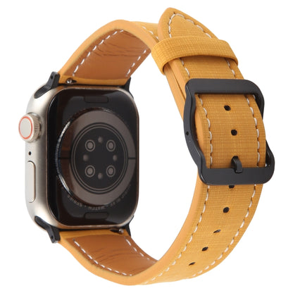 For Apple Watch 46mm / 49mm / 45mm / 44mm Plaid Buckle Microfiber Leather Watch Band(Yellow) by bashfashion