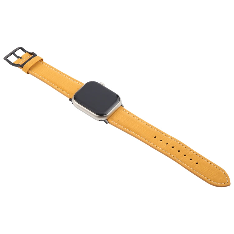 For Apple Watch 46mm / 49mm / 45mm / 44mm Plaid Buckle Microfiber Leather Watch Band(Yellow) by bashfashion