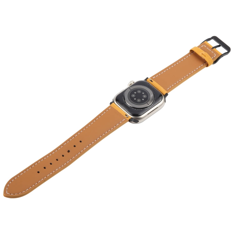 For Apple Watch 46mm / 49mm / 45mm / 44mm Plaid Buckle Microfiber Leather Watch Band(Yellow) by bashfashion