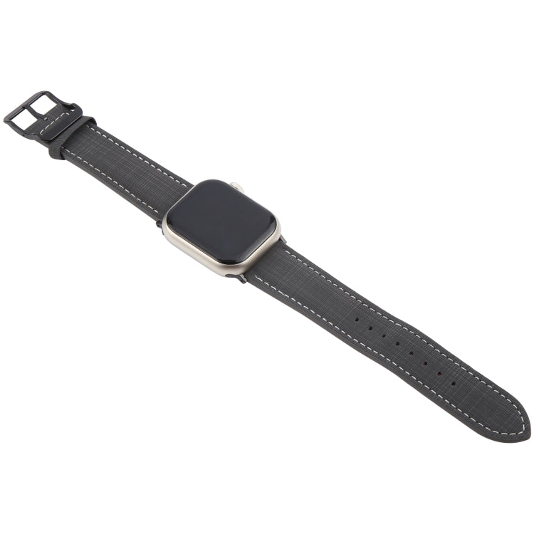 For Apple Watch 46mm / 49mm / 45mm / 44mm Plaid Buckle Microfiber Leather Watch Band(Black) by bashfashion