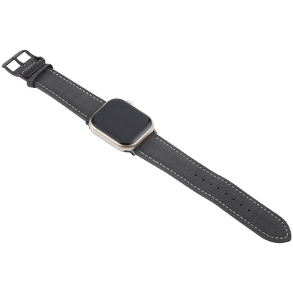 For Apple Watch 46mm / 49mm / 45mm / 44mm Plaid Buckle Microfiber Leather Watch Band(Black) by bashfashion