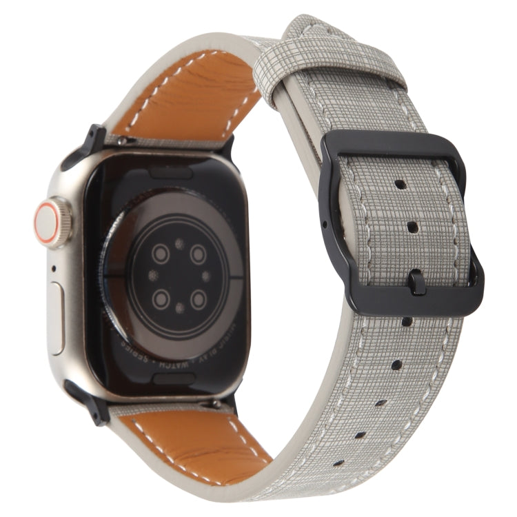 For Apple Watch 46mm / 49mm / 45mm / 44mm Plaid Buckle Microfiber Leather Watch Band(Grey) by bashfashion