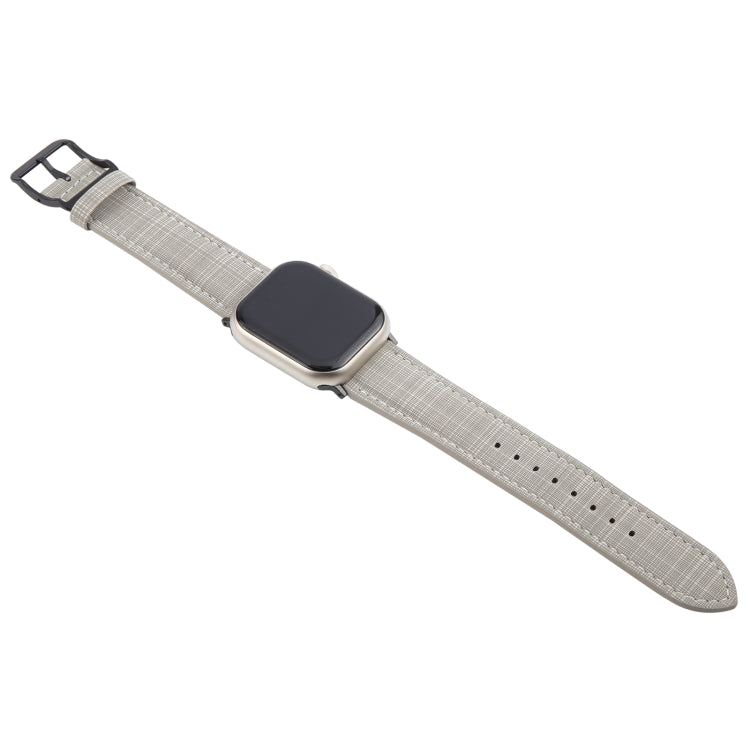 For Apple Watch 46mm / 49mm / 45mm / 44mm Plaid Buckle Microfiber Leather Watch Band(Grey) by bashfashion