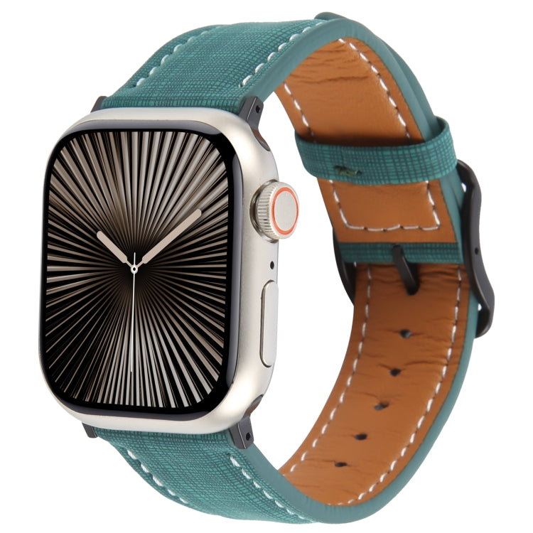For Apple Watch 42mm / 41mm / 40mm / 38mm Plaid Buckle Microfiber Leather Watch Band(Green) by bashfashion
