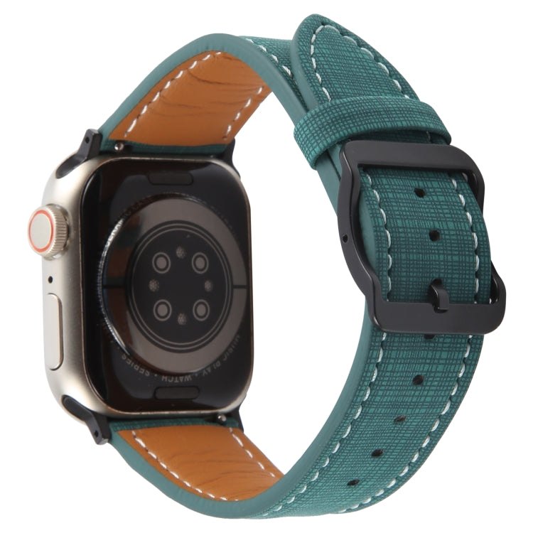 For Apple Watch 42mm / 41mm / 40mm / 38mm Plaid Buckle Microfiber Leather Watch Band(Green) by bashfashion