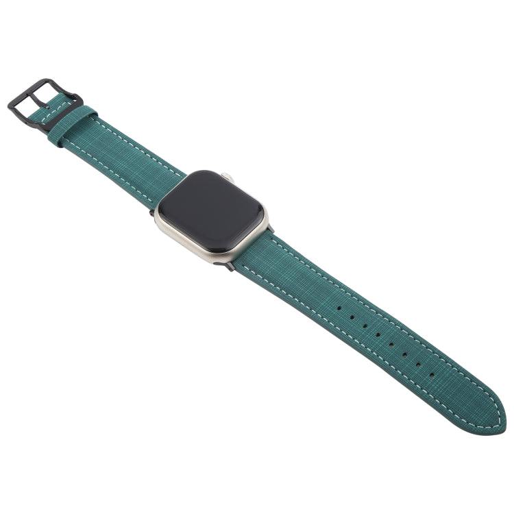 For Apple Watch 42mm / 41mm / 40mm / 38mm Plaid Buckle Microfiber Leather Watch Band(Green) by bashfashion