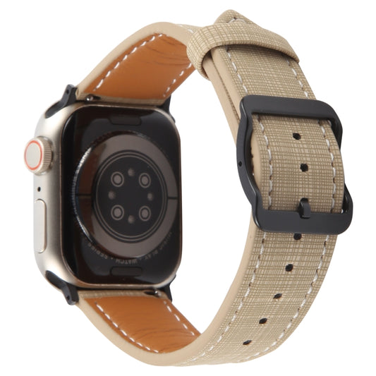 For Apple Watch 42mm / 41mm / 40mm / 38mm Plaid Buckle Microfiber Leather Watch Band(Khaki) by bashfashion