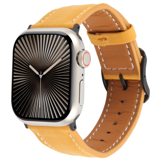 For Apple Watch 42mm / 41mm / 40mm / 38mm Plaid Buckle Microfiber Leather Watch Band(Yellow) by bashfashion