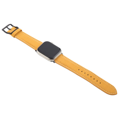 For Apple Watch 42mm / 41mm / 40mm / 38mm Plaid Buckle Microfiber Leather Watch Band(Yellow) by bashfashion