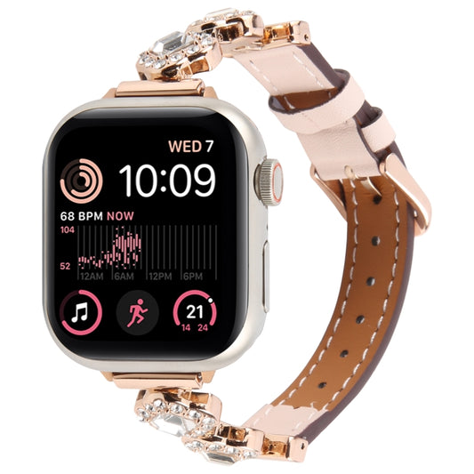 For Apple Watch 46mm / 49mm / 45mm / 44mm Microfiber Leather Diamond Slim Watch Band(Pink) by bashfashion