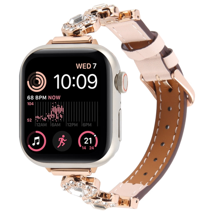 For Apple Watch 42mm / 41mm / 40mm / 38mm Microfiber Leather Diamond Slim Watch Band(Pink) by bashfashion