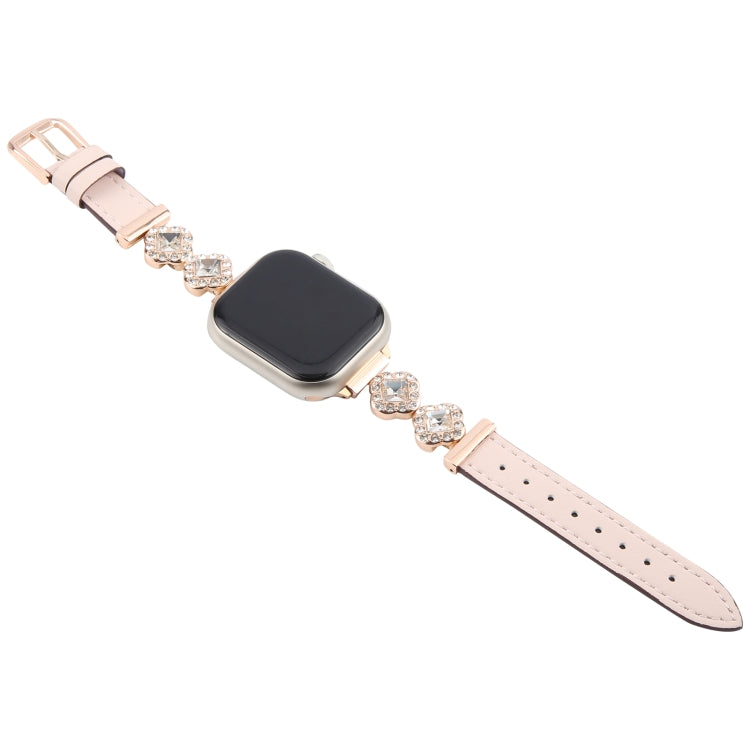 For Apple Watch 42mm / 41mm / 40mm / 38mm Microfiber Leather Diamond Slim Watch Band(Pink) by bashfashion